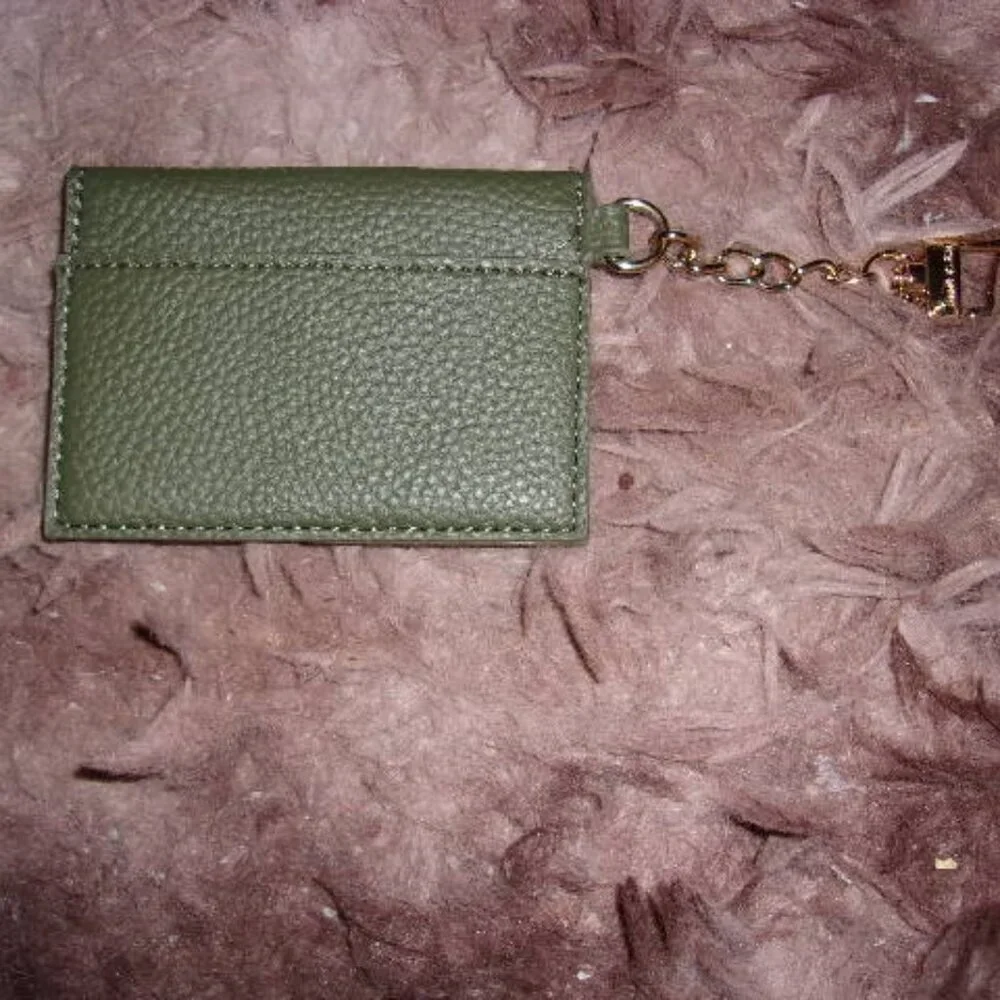 Anne Klein Mini Coin Purse Black Gold Key Holder, Keychain Bag Charm